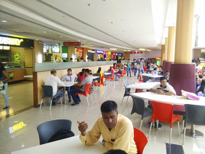 Enjoy a meal at food courts and restaurants