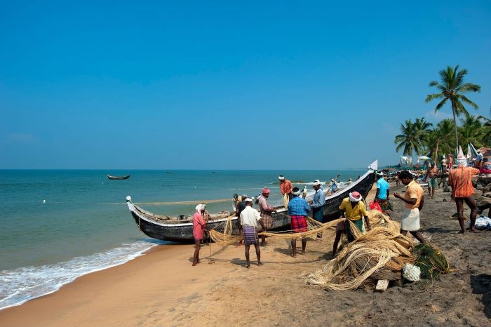 Local fishing activities at Samudra Beach